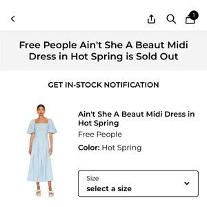 NWT Free People Ain't She A Beaut Midi Dress in Hot Spring, size Small